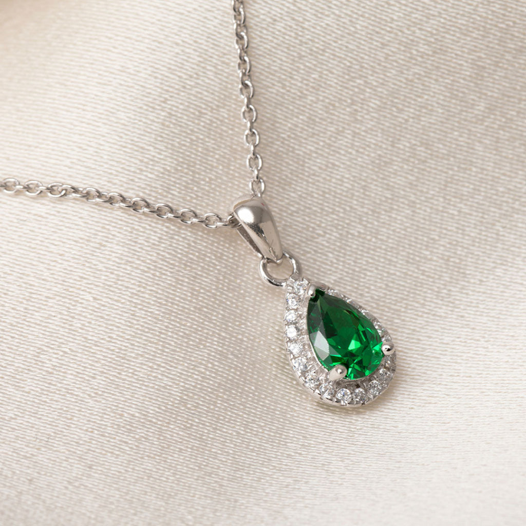 True Elegance Necklace - Green Pear | Sterling Silver