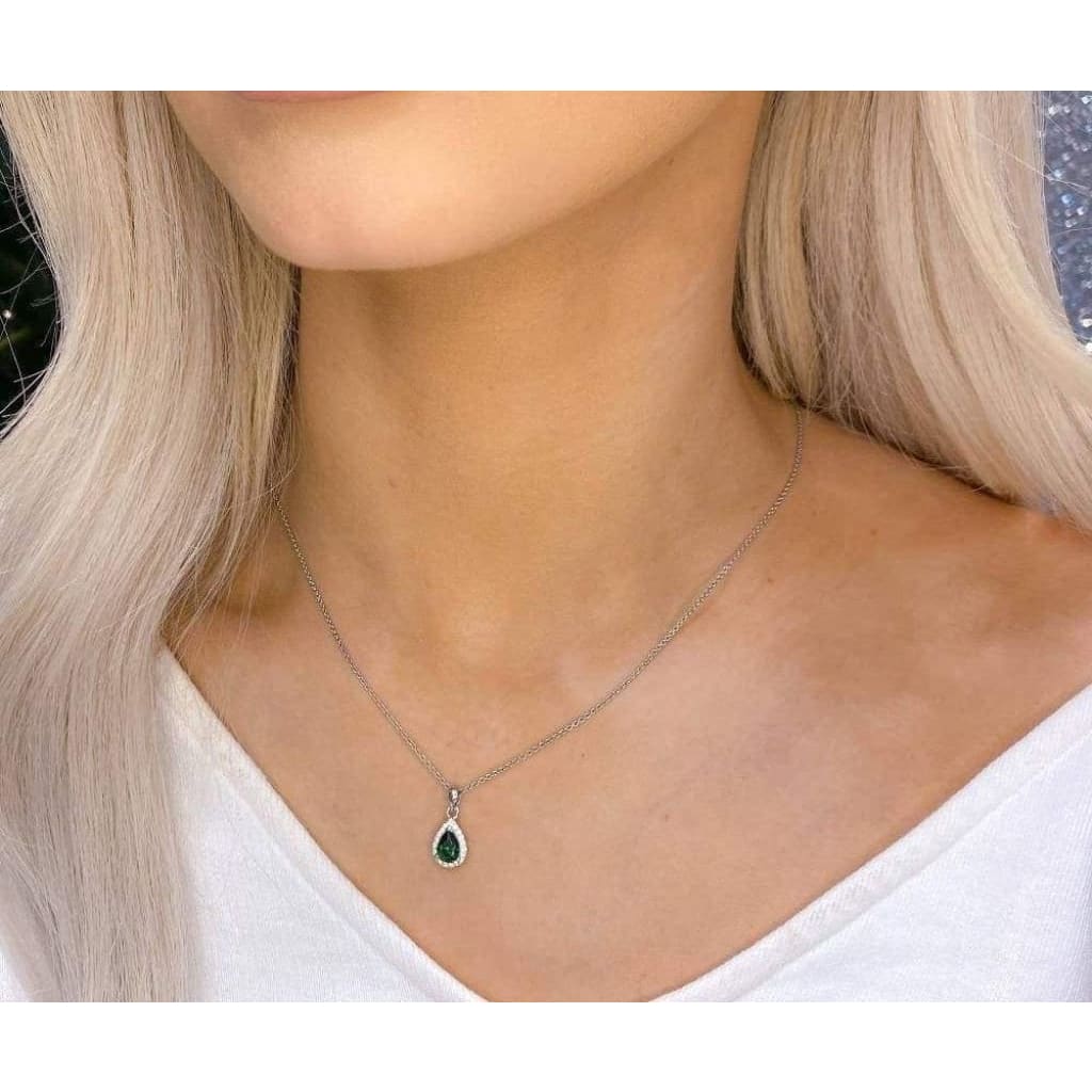 True Elegance Necklace - Green Pear | Sterling Silver