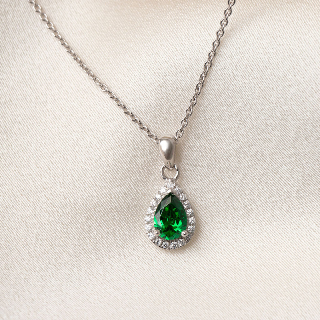 True Elegance Necklace - Green Pear | Sterling Silver