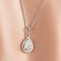 Pear Cubic Zirconia Necklace | Sterling Silver - Necklace