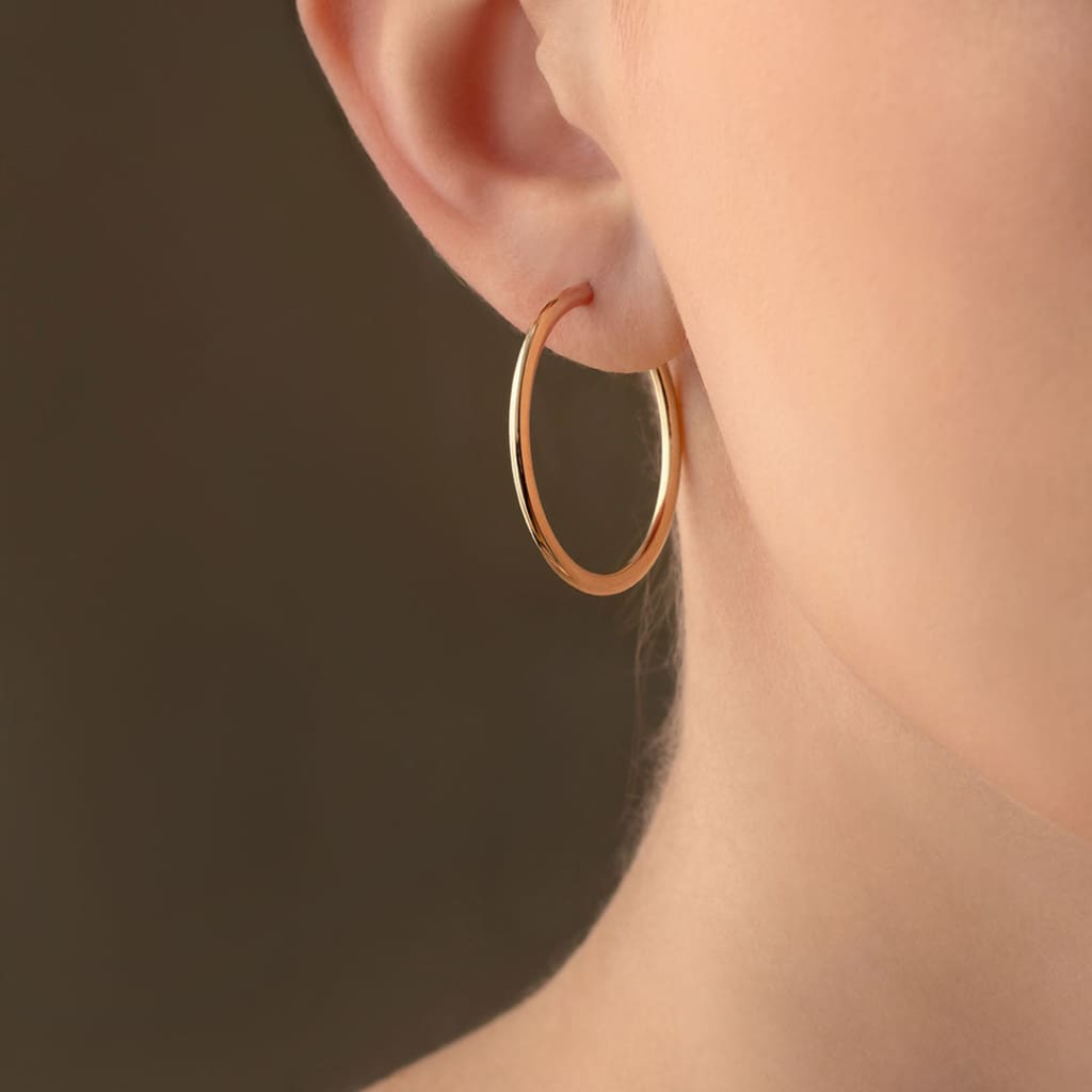 Tube Hoop Earrings - 27mm | 9ct Gold