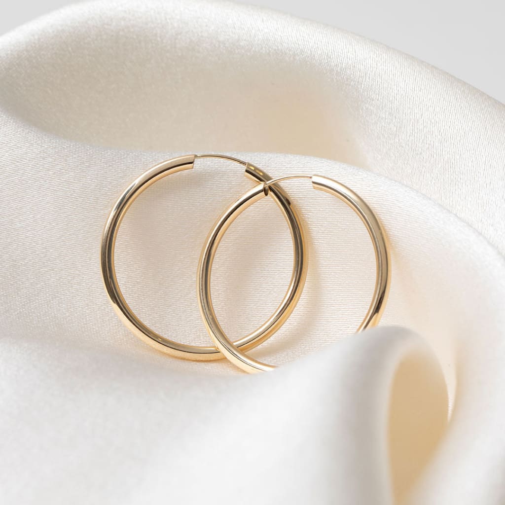 Tube Hoop Earrings - 27mm | 9ct Gold - Earrings