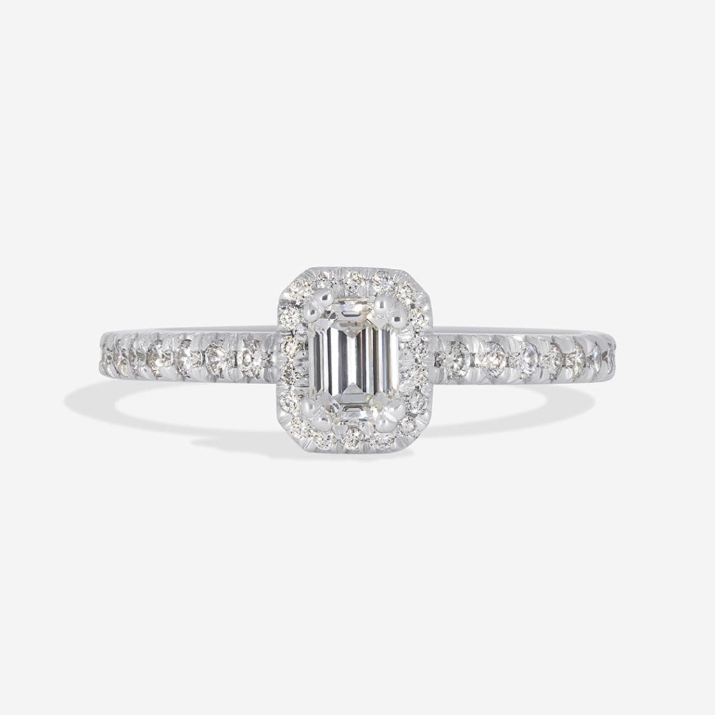 Platinum Emerald cut diamond engagement ring new