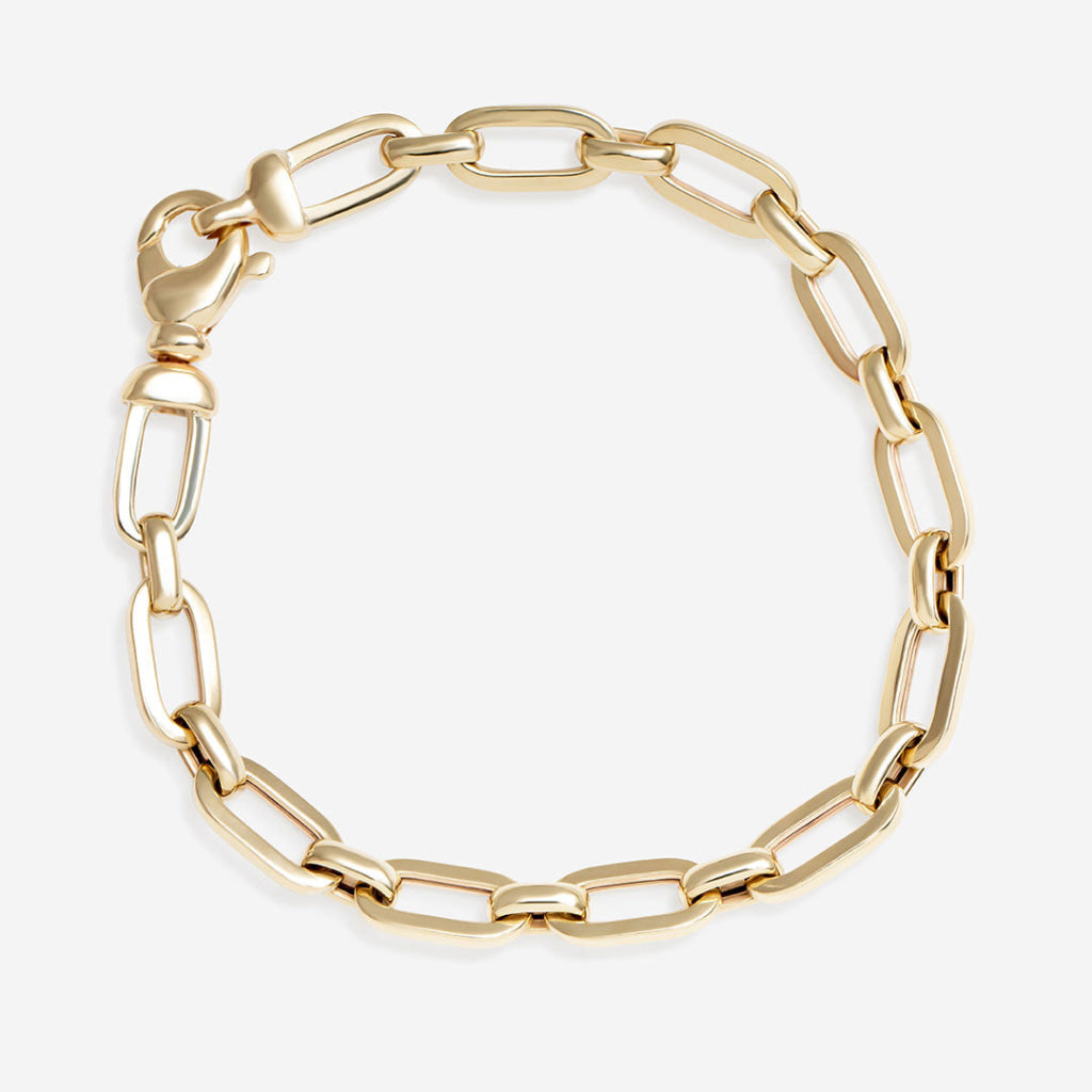 yellow gold rectangular link bracelet