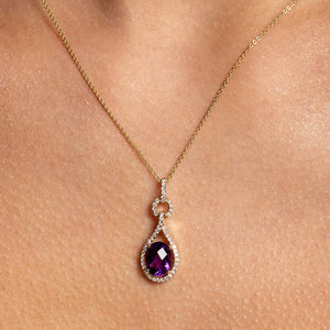 Twist | Amethyst & Diamond Necklace in 9ct Gold