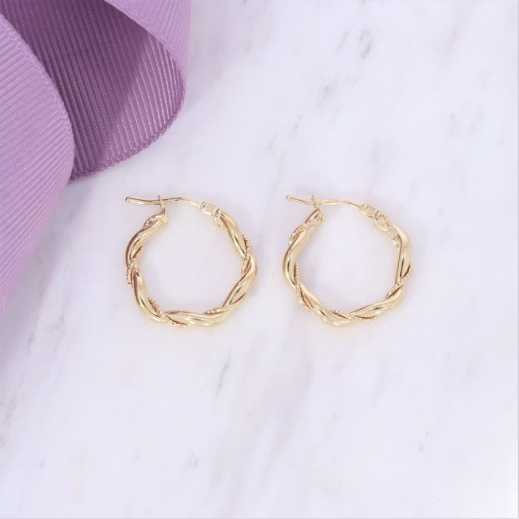 Twisted Hoop Earrings 15mm | 9ct Gold - Earrings