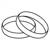 Two interlocked wedding rings drawn in simple black outlines.