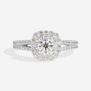 VALERIE 0.88ct | Cushion Halo Diamond Engagement Ring in 18ct White Gold