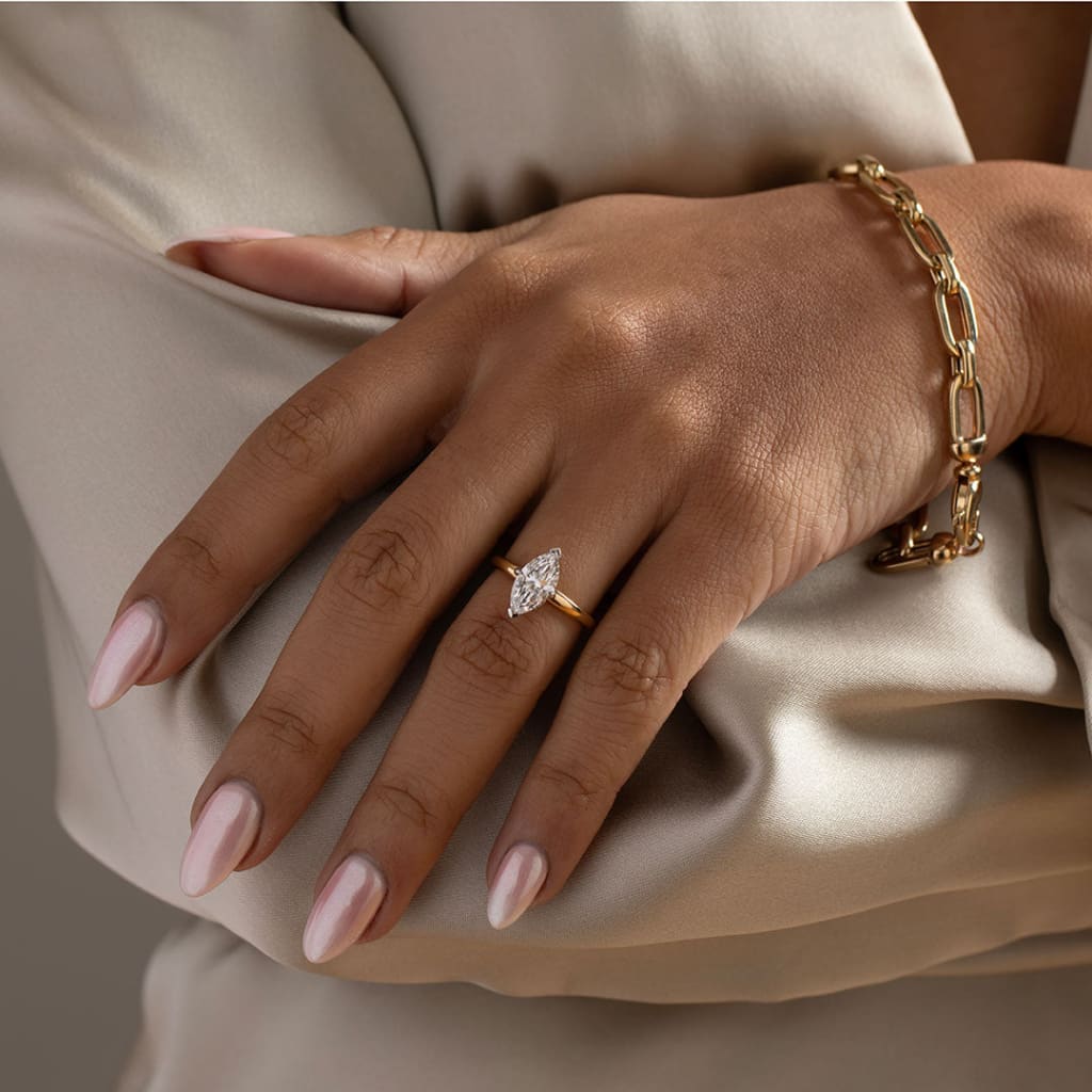 VENICE | Marquise Solitaire Lab Diamond Set in 18ct Gold