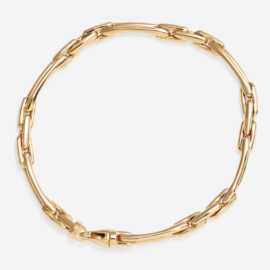 yellow gold elongated oval link bracelet