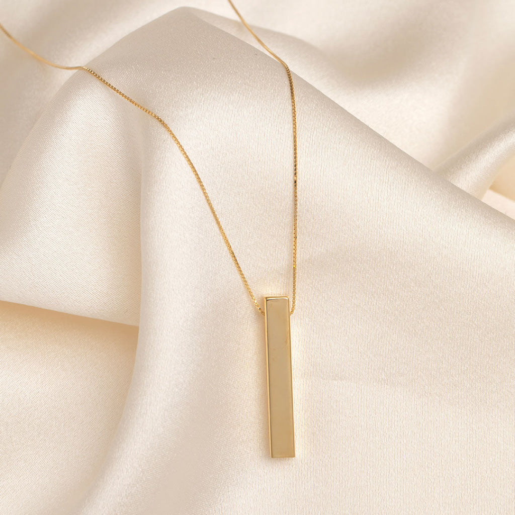 Vertical Engravable Bar Necklace | 9ct Gold - Necklace