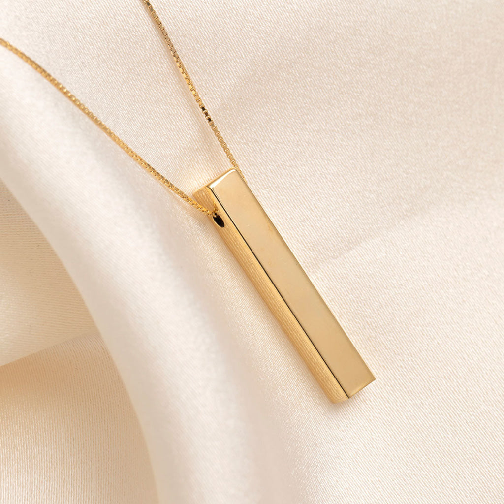 Vertical Engravable Bar Necklace | 9ct Gold - Necklace