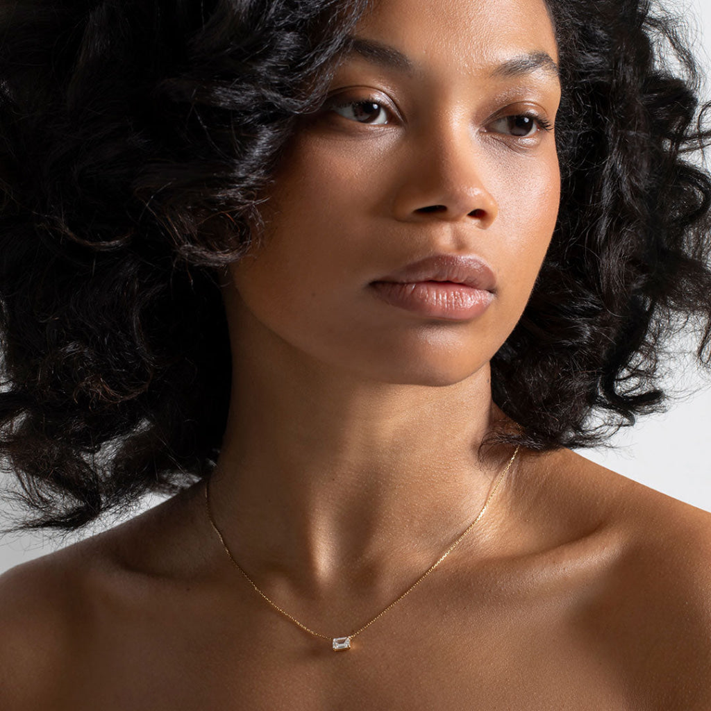 VISCOUNT - 1ct | Emerald cut Lab Grown Diamond Necklace in 18ct Gold