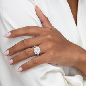 VOGUE 1ct | Cushion Cluster Diamond Engagement Ring in 9ct White Gold