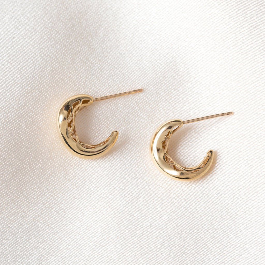 Wave Half Hoop Earrings| 9ct Gold