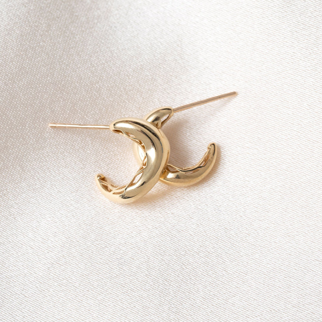 Wave Half Hoop Earrings| 9ct Gold - Earrings
