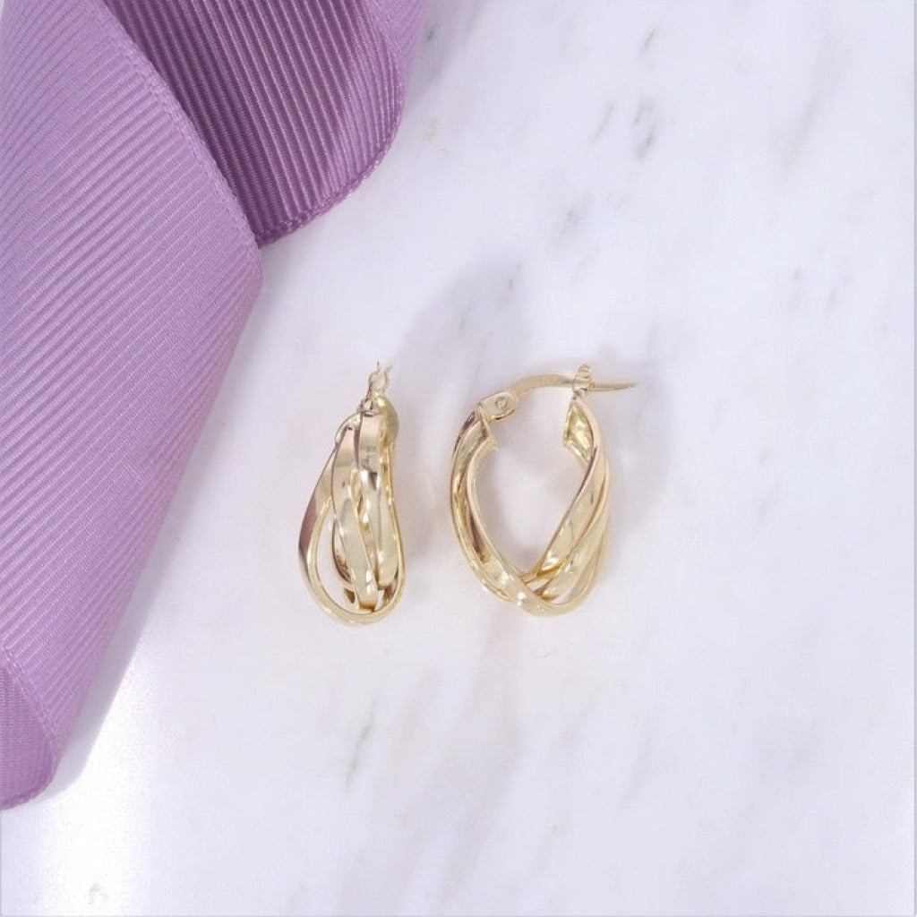 Wave Hoop Earrings | 9ct Gold - Earrings