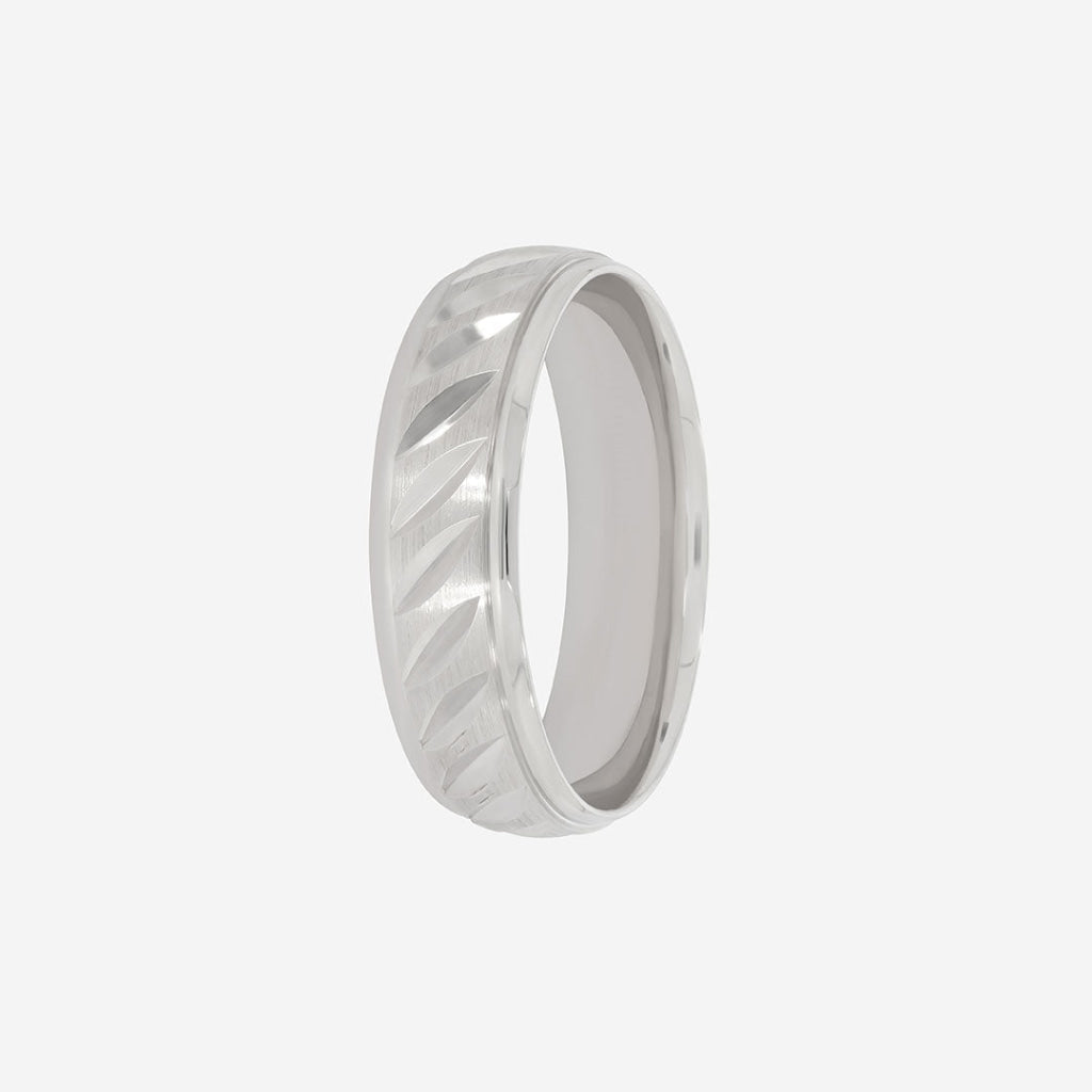 white gold patterned wedding ring 