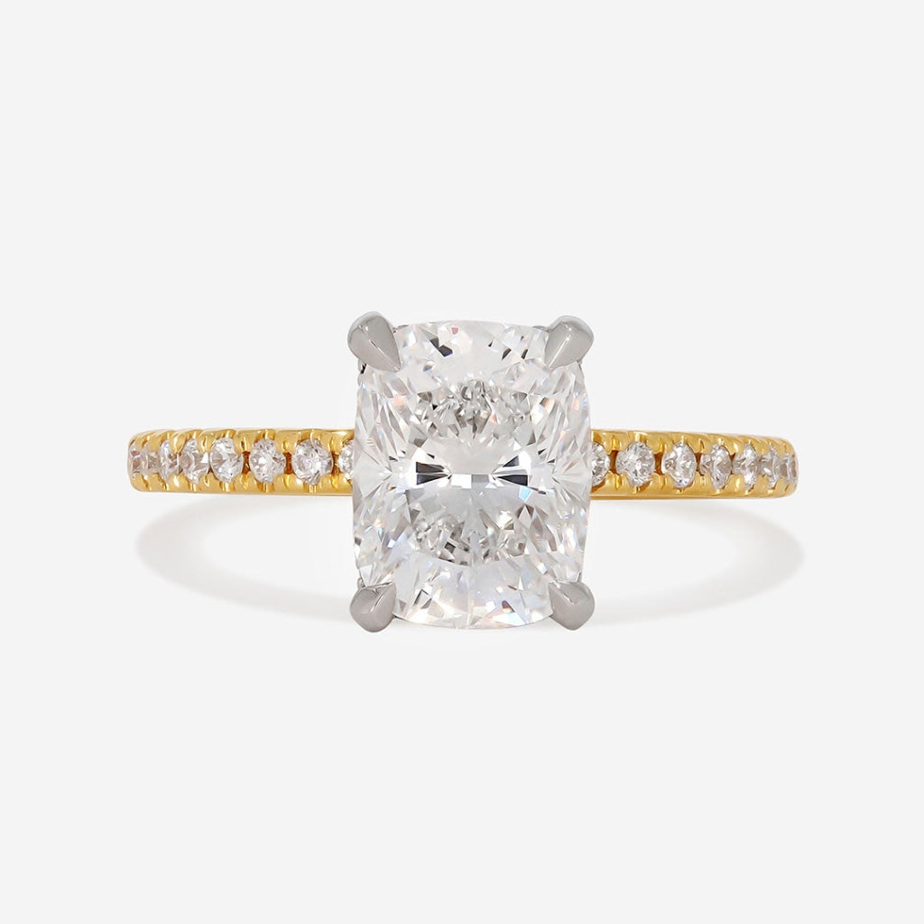 Willow - 18ct gold and platinum cushion diamond engagement ring