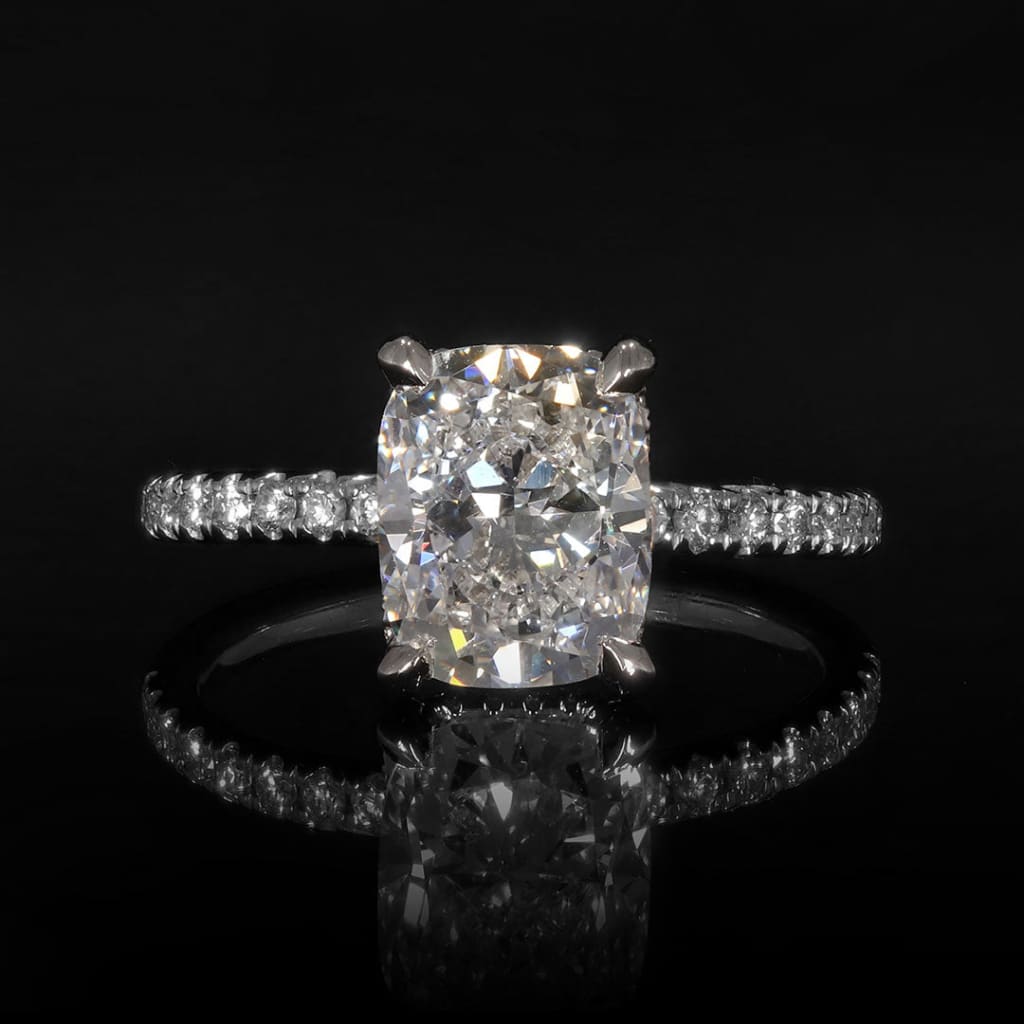 WILLOW | Cushion Solitaire Lab Diamond Set in Platinum 2.20ct
