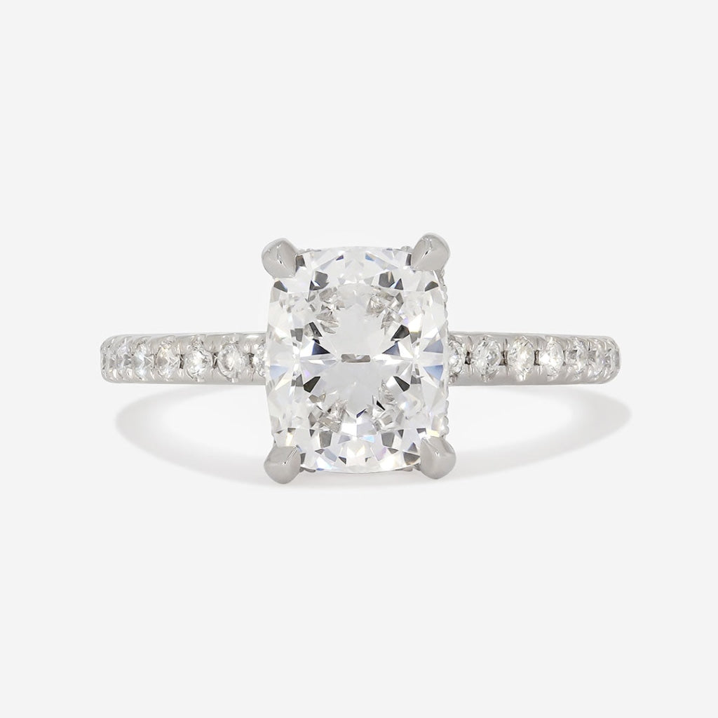 Willow cushion cut diamond solitaire ring in platinum