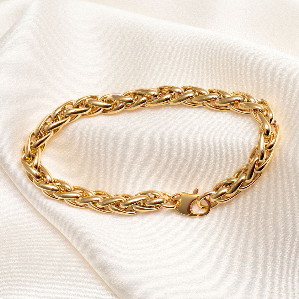 woven gold bracelet front view