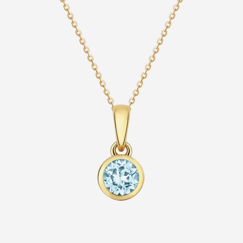 Tiny Aquamarine Birthstone Necklace with a Gold Chain - Tales In Gold