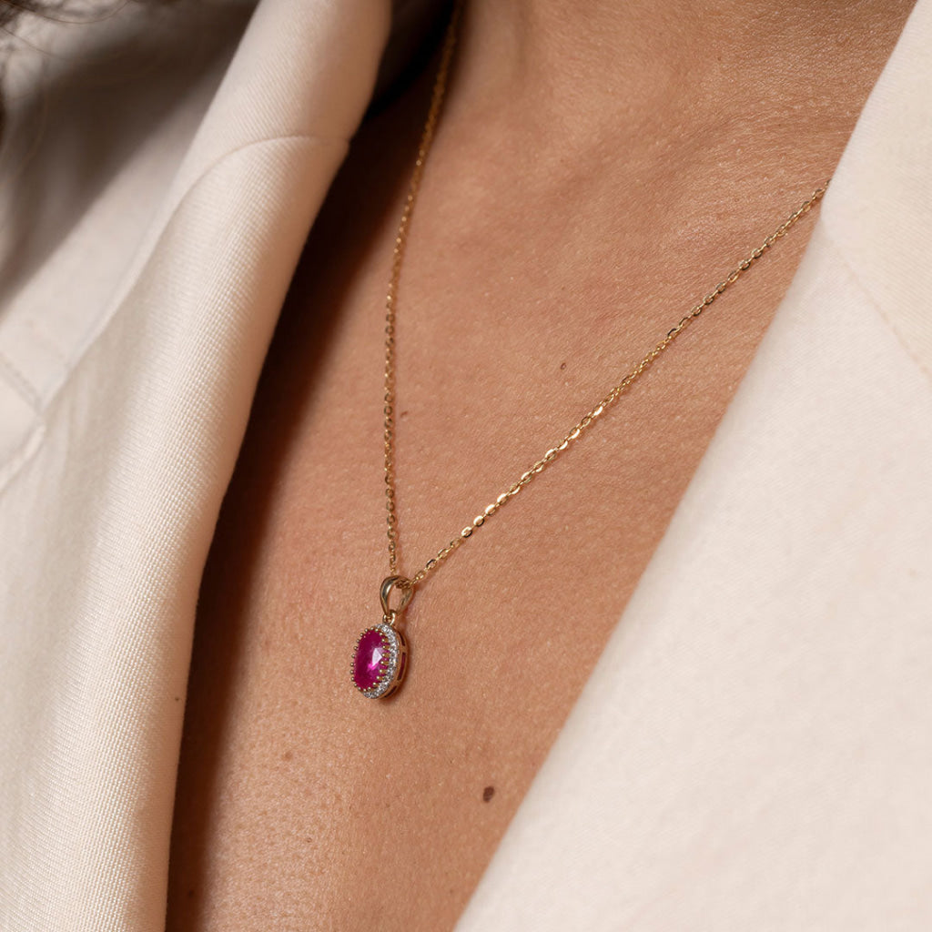 Wonder | Ruby & Diamond Necklace in 9ct Gold - Necklace