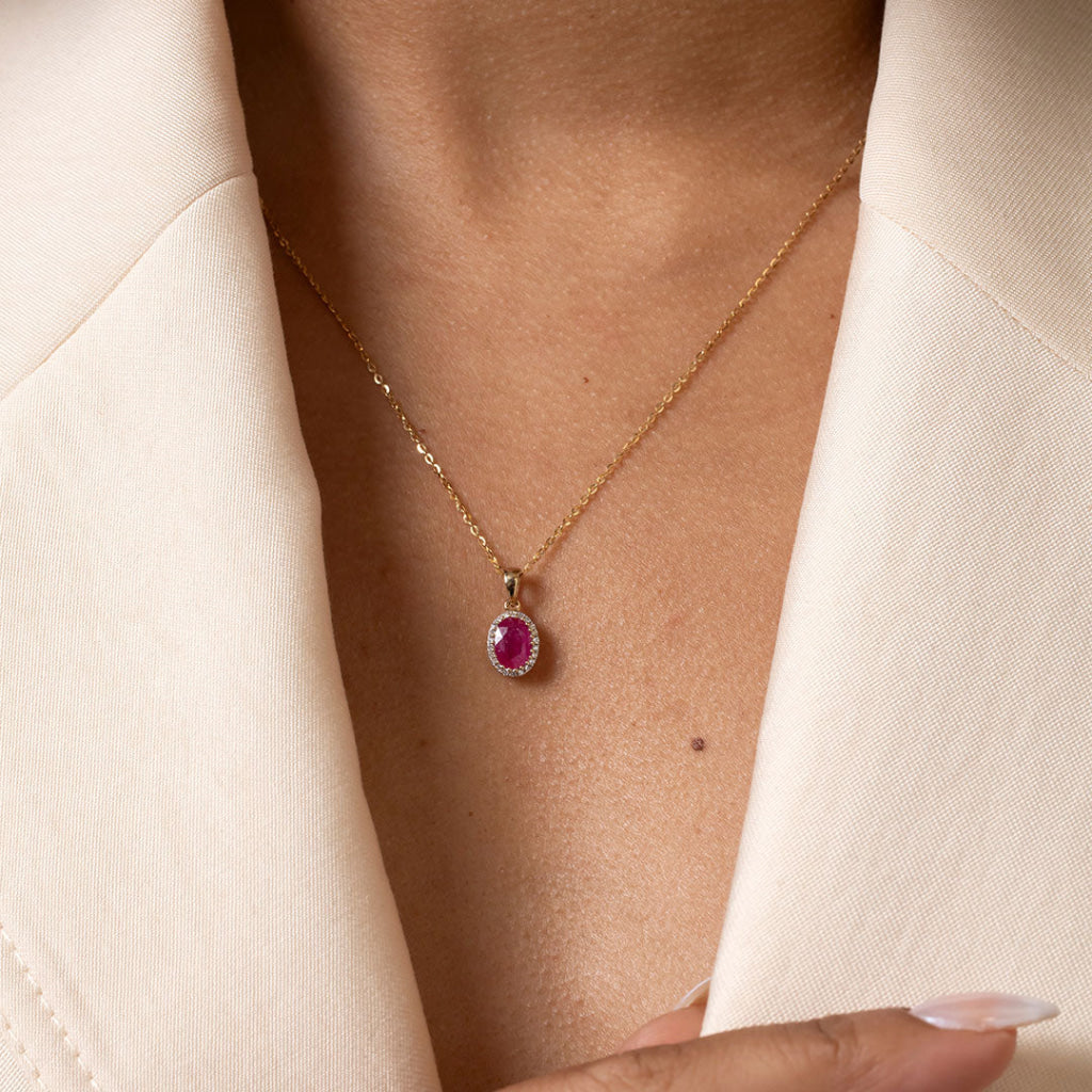 Wonder | Ruby & Diamond Necklace in 9ct Gold - Necklace