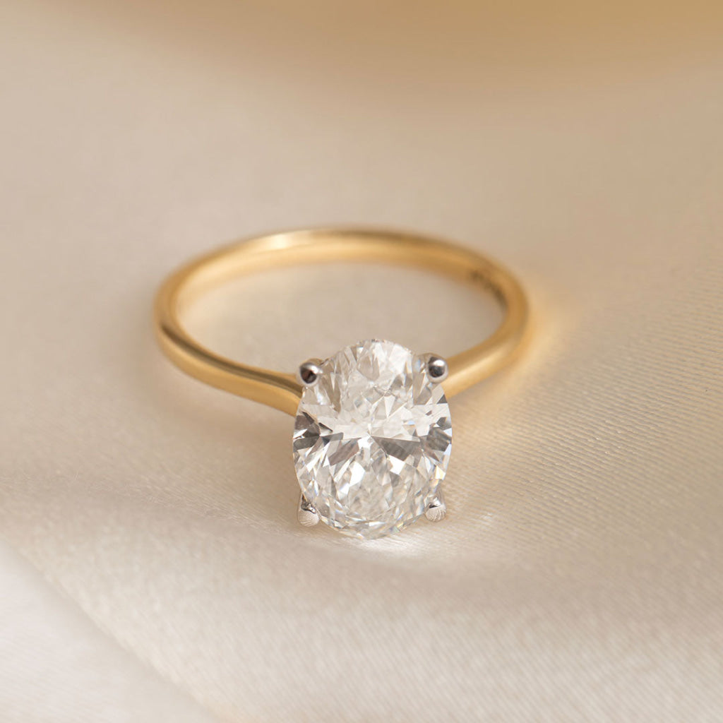 oval lab diamond solitaire yellow gold
