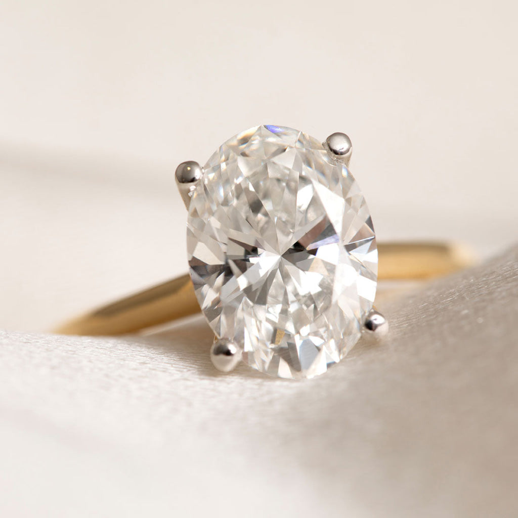 front view of oval lab grown engagement ring