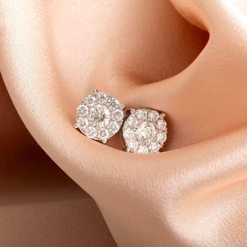 Round Halo Diamond Earrings 1.00ct 
