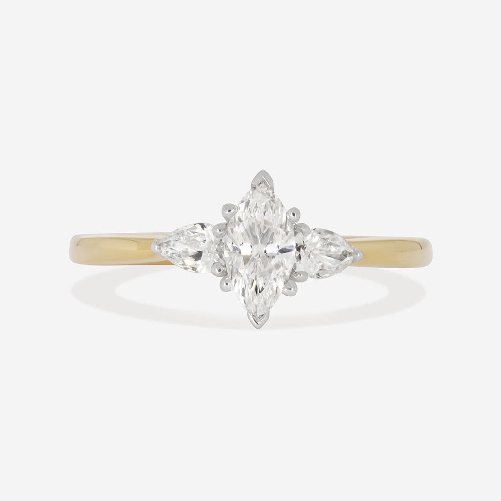 ZURICH 0.65ct | Marquise 3-Stone Natural Diamond Engagement Ring in 18ct Gold