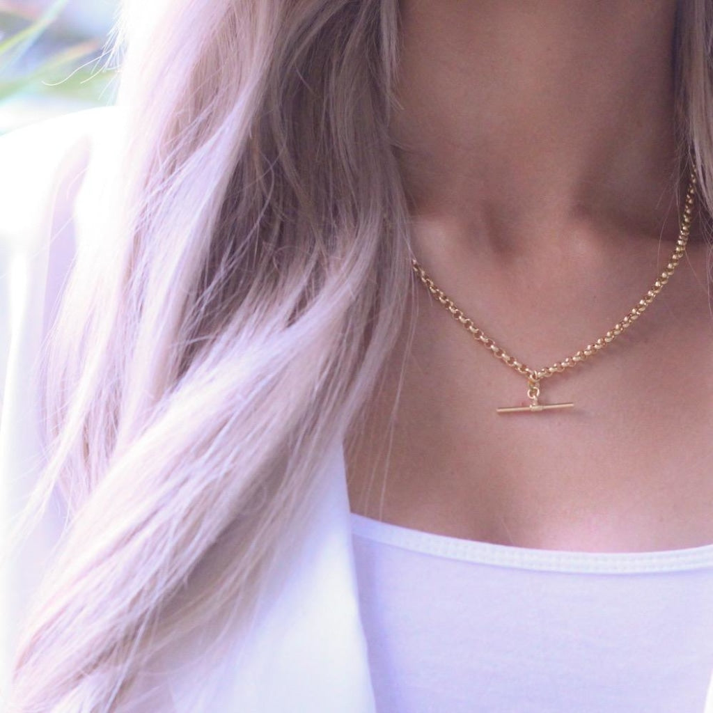 Albert T-Bar Belcher Necklace | 9ct Gold - Necklace