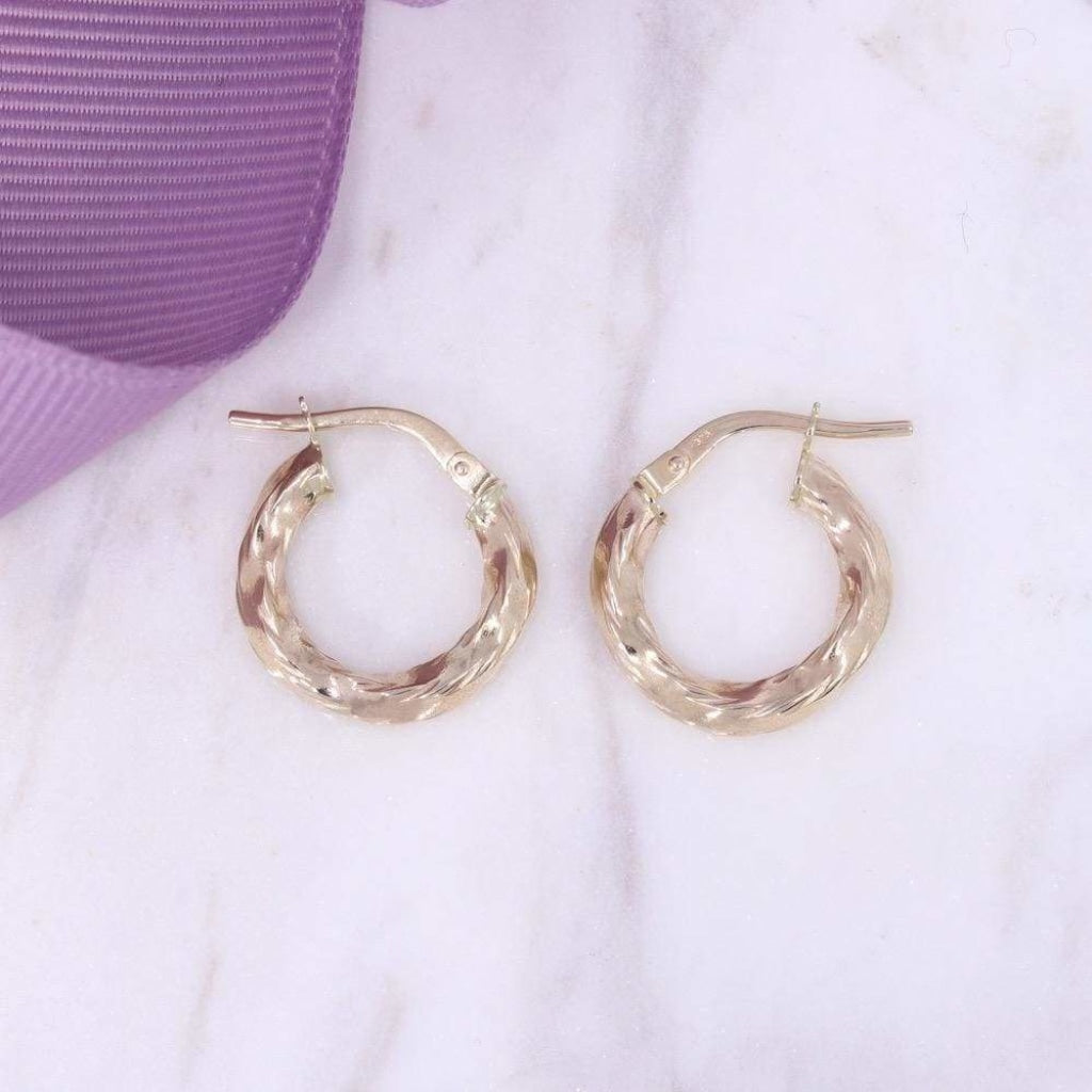 Patterned Hoop Earrings - 10mm | 9ct Gold - Earrings