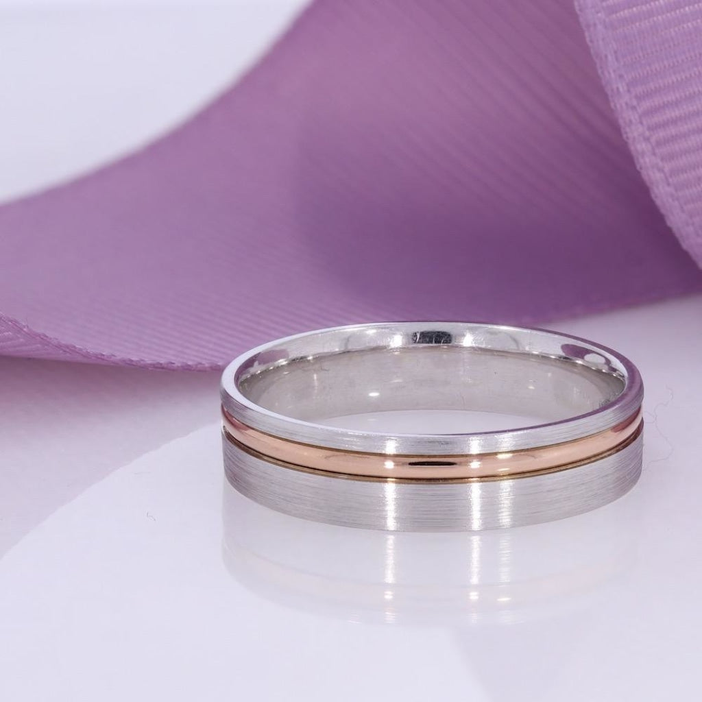 Offset Wedding Ring - 5mm | 9ct Two Toned Gold - Rings