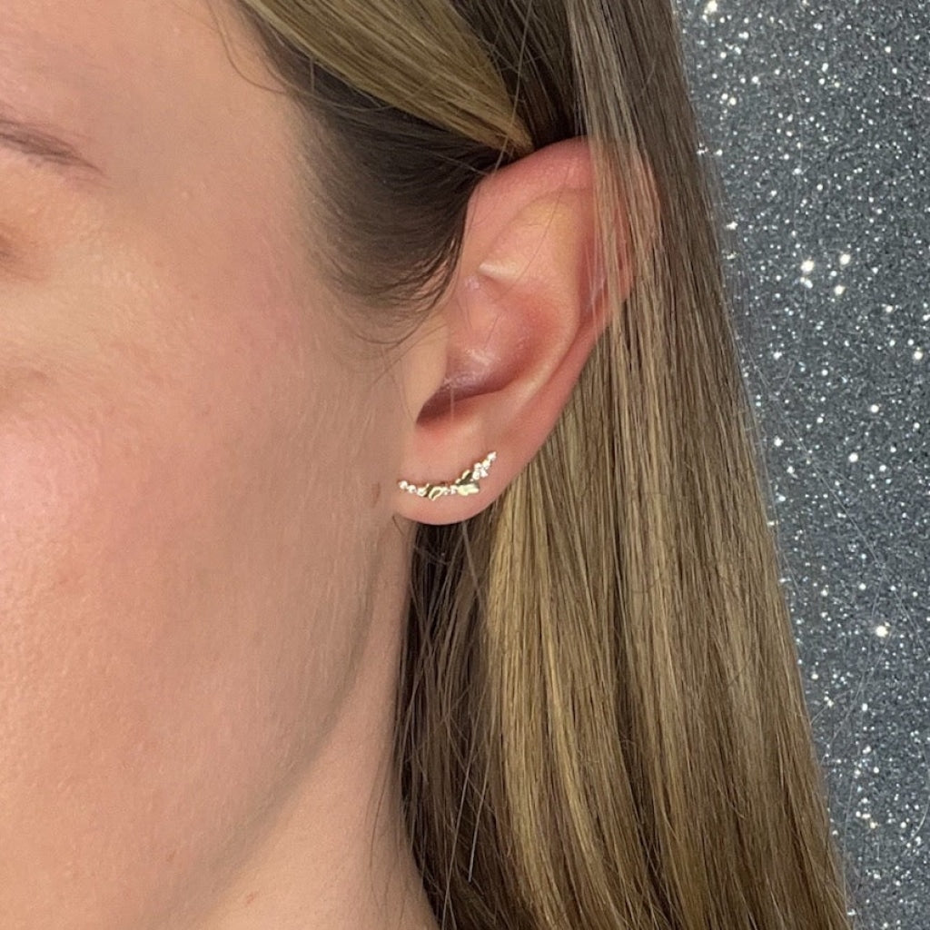 Butterfly-Garden Crawlers | 9ct Gold - Earrings