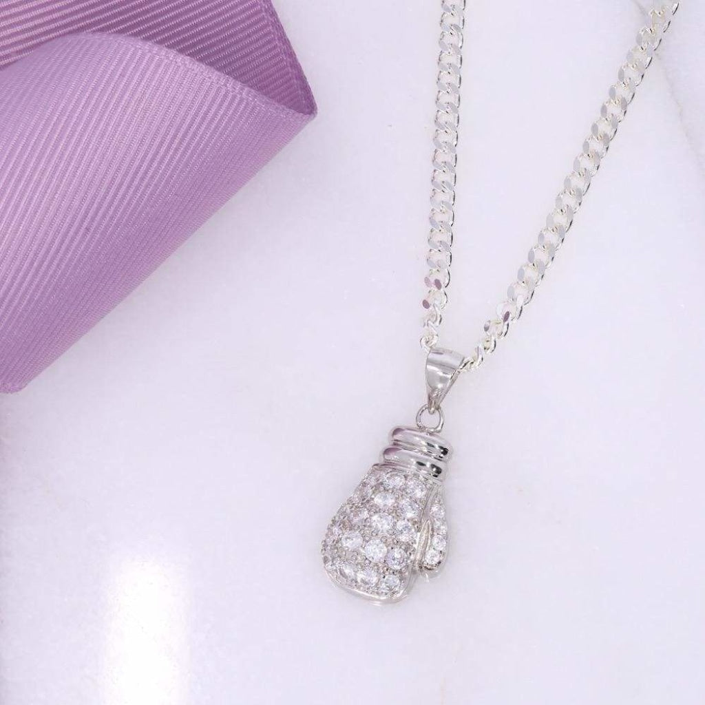 CZ Boxing Glove Necklace | Sterling Silver - Necklace