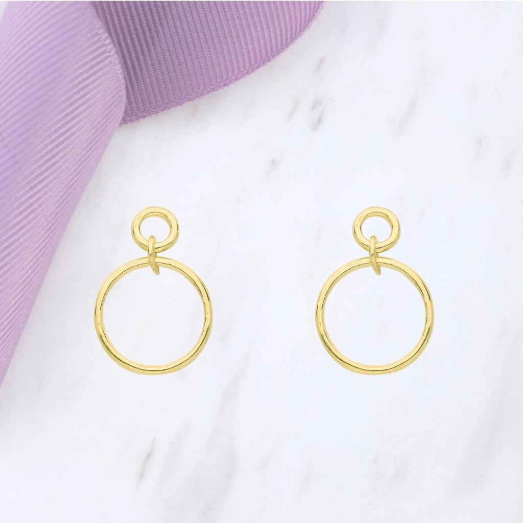 Dainty Circle Drop Earrings | 9ct Gold - Gear Jewellers