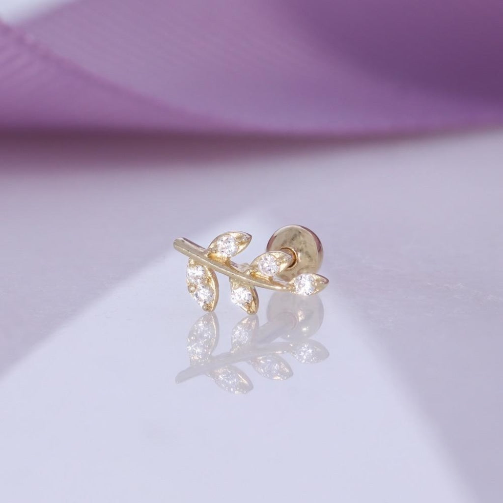 Fern Piercing | 9ct Gold - Earrings