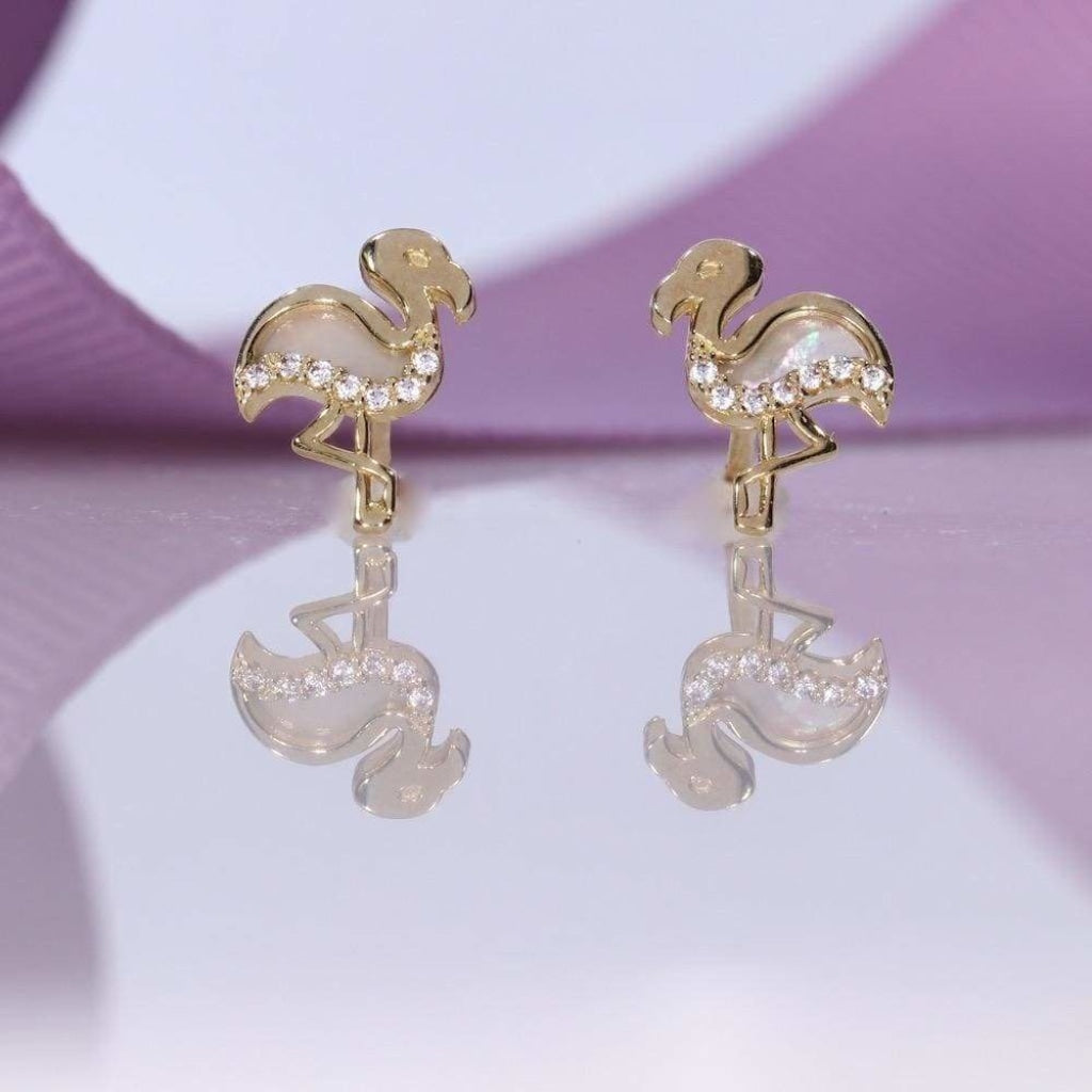 Flamingo Stud Earrings | 9ct Gold - Earrings