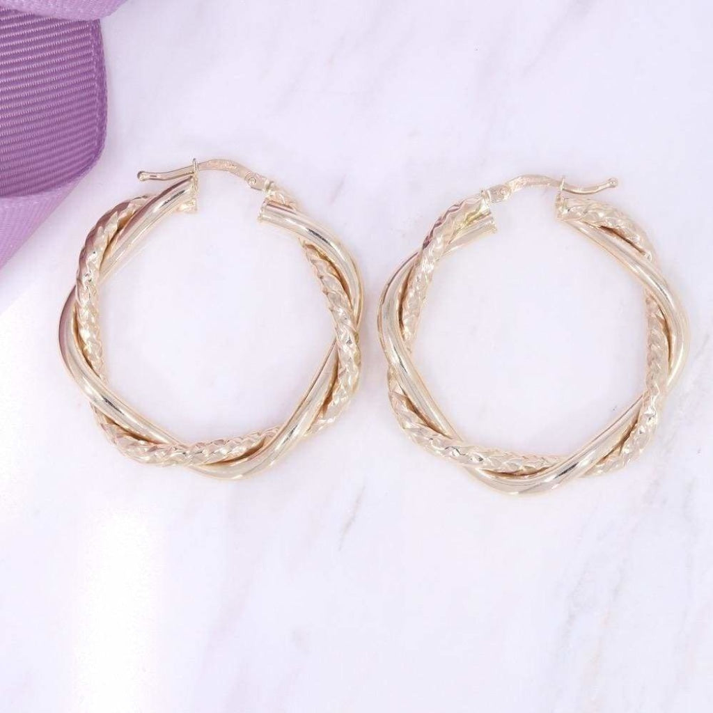 Intertwining Twist Hoops | 9ct Gold - Earrings