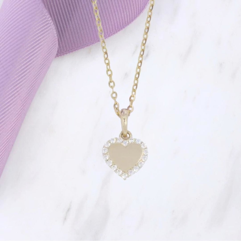 Halo Heart Necklace | 9ct Gold & Cz