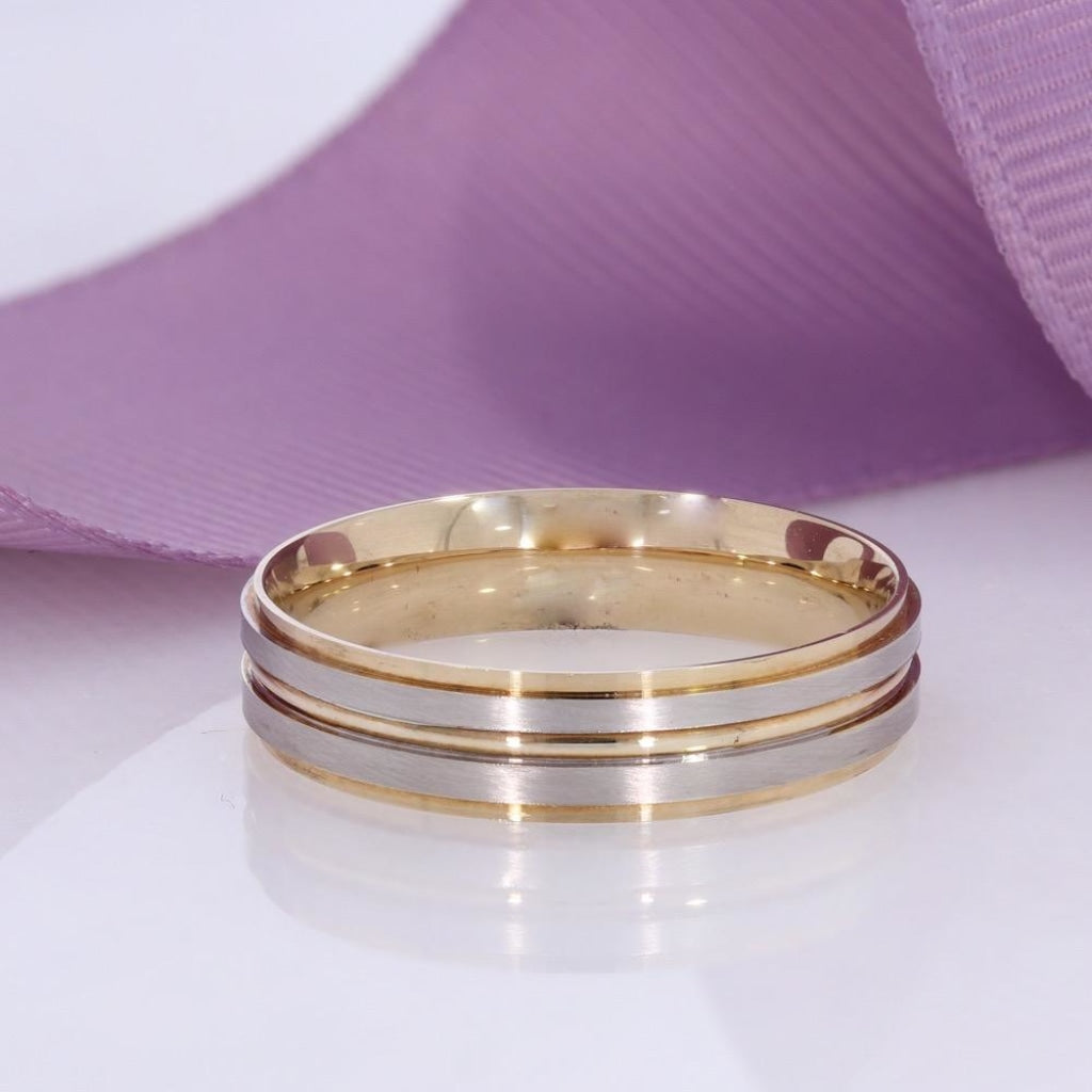 Double Stripe Wedding Ring | 9ct Two Toned Gold - Rings