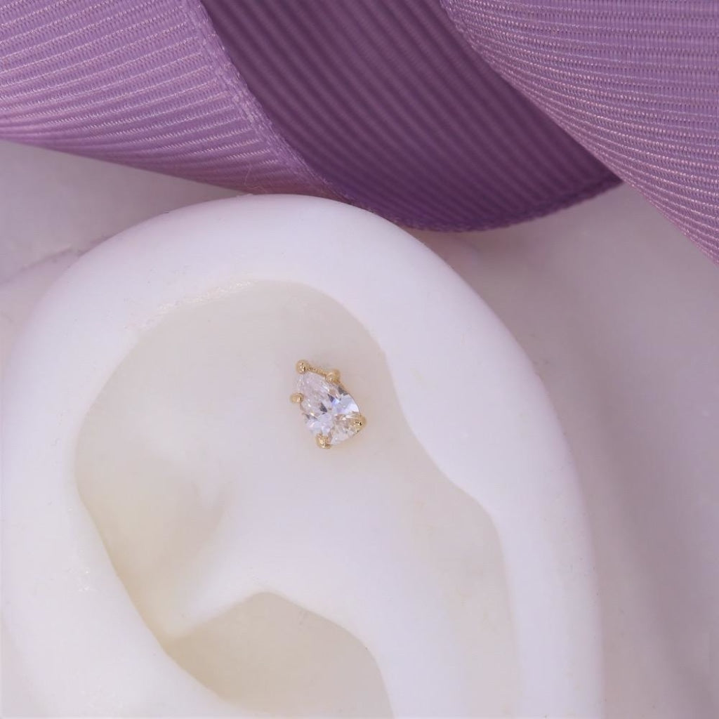 Pear Sparkle Piercing 8.5mm | 9ct Gold - Earrings