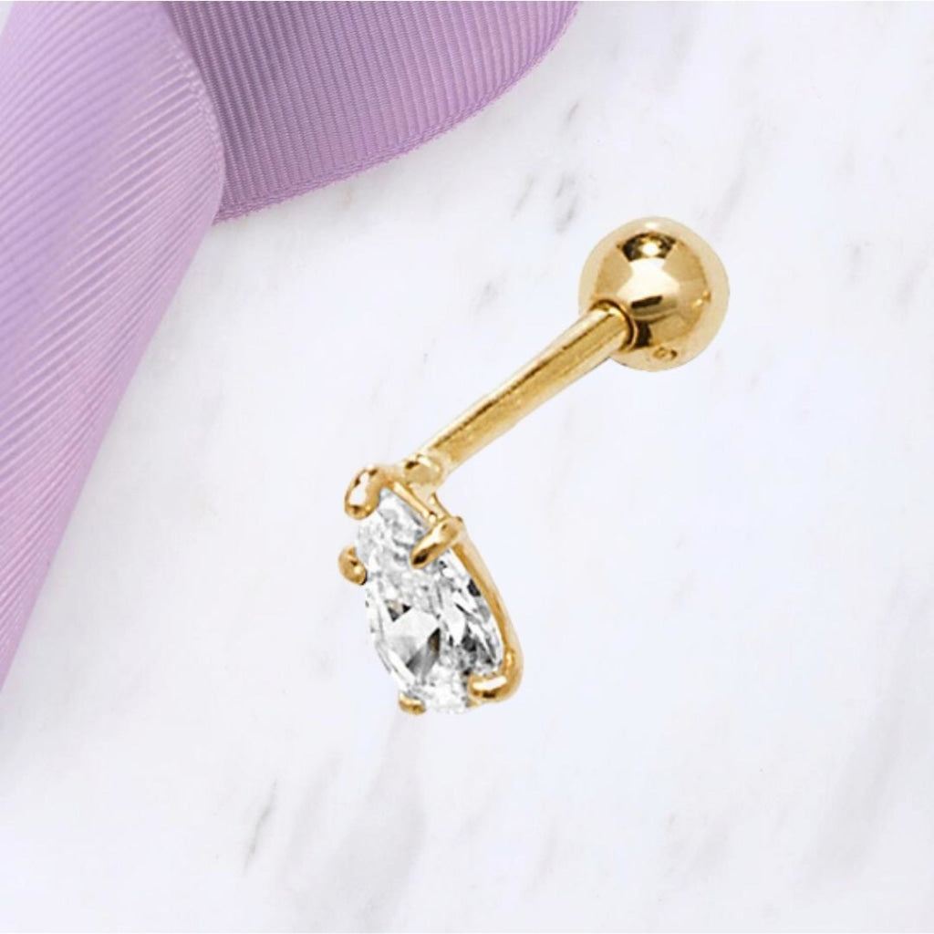 CZ Pear Piercing | 9ct Gold - Gear Jewellers Parnell Street Dublin
