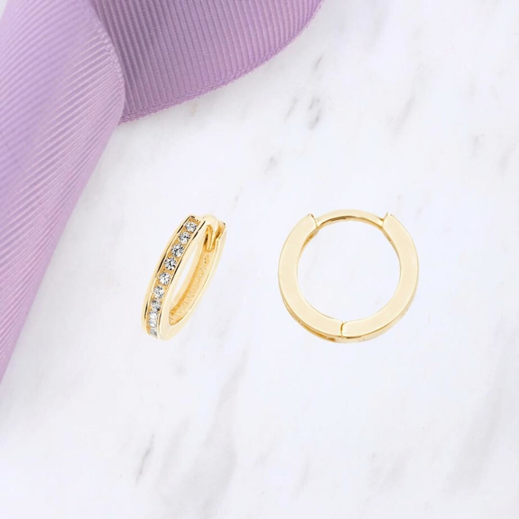 Glimmer Huggie Earrings | 9ct Gold - Gear Jewellers Dublin