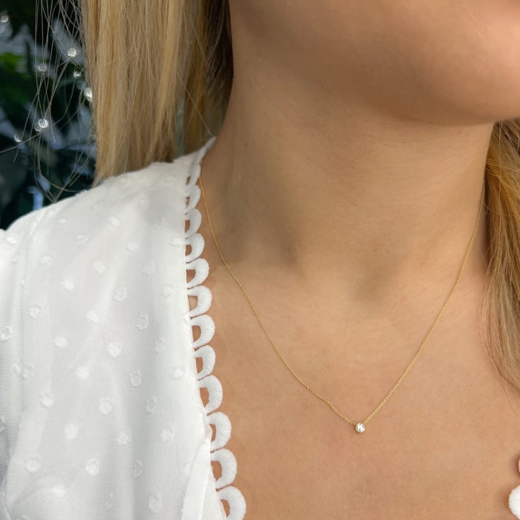 diamond necklace on model