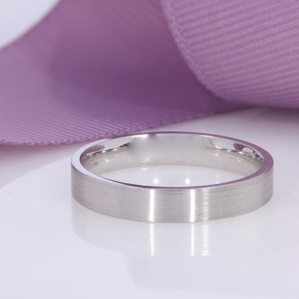 Flat Court Wedding Ring - 4mm | 9ct White Gold - Rings